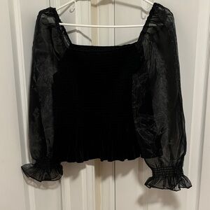 NWT Black Velvet Joy Joy top with sheer sleeve